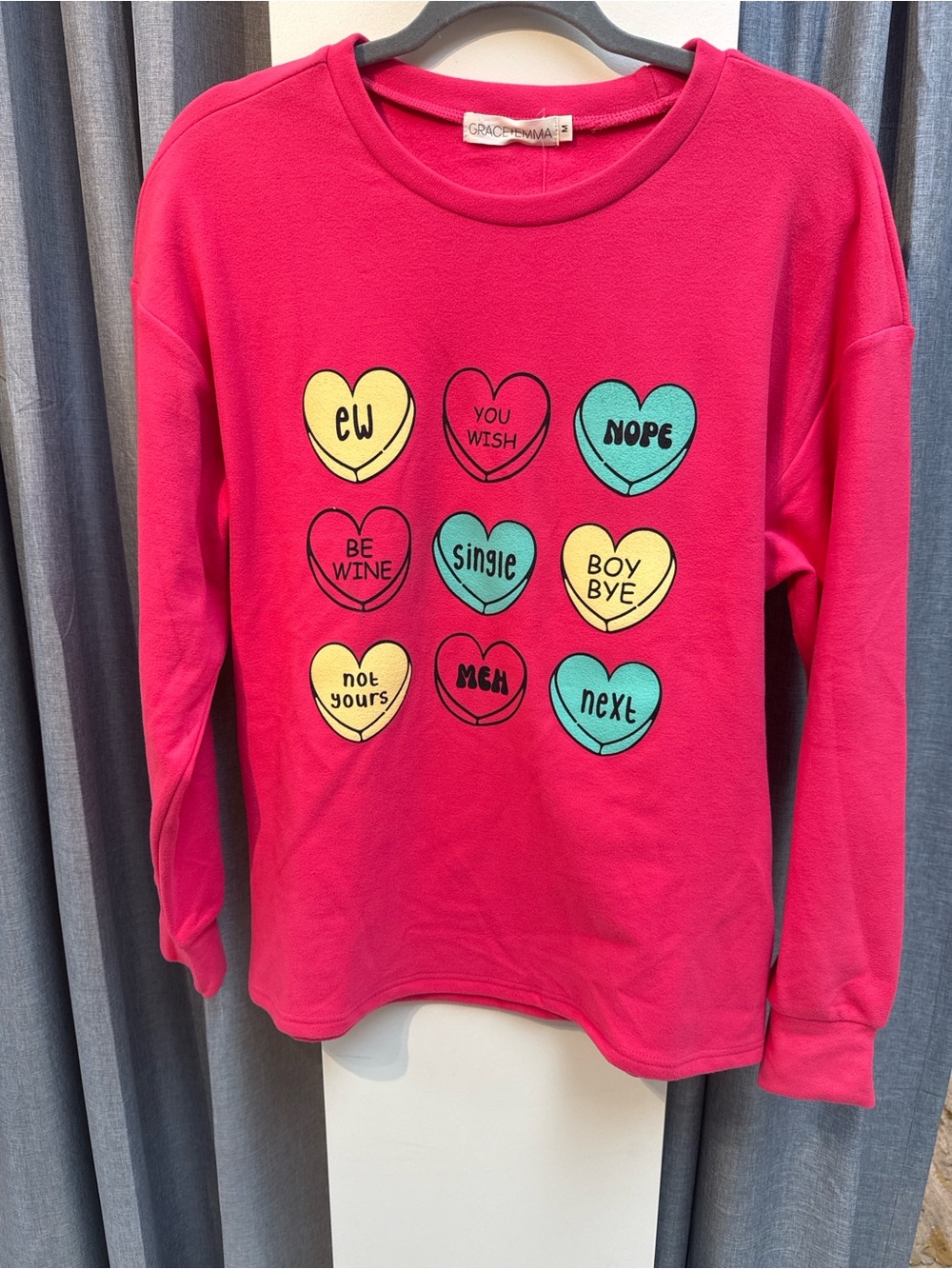 Hot Pink Graphic Heart Sweatshirt